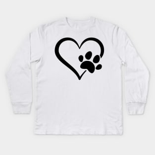 Heart Paw Print Kids Long Sleeve T-Shirt